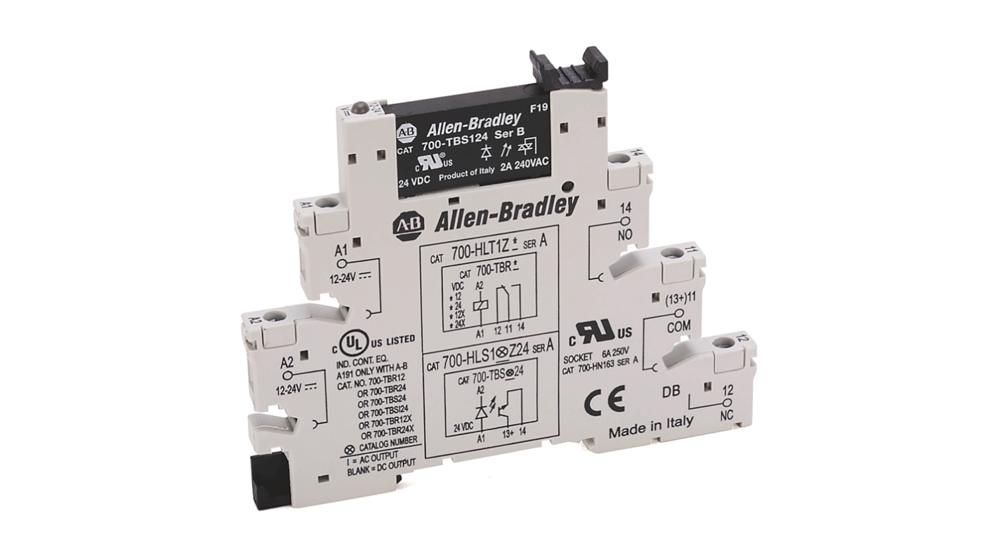 Modulo interfaccia relè Rockwell Automation serie 700-HLS, bobina 24V cc, Guida DIN