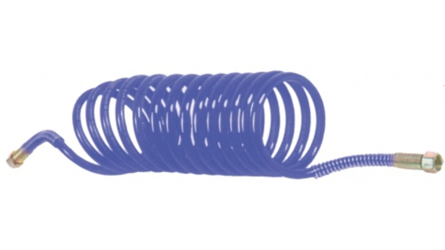 Tubo a spirale con connettore SAM in Poliuretano, L. 6m max, col. Blu