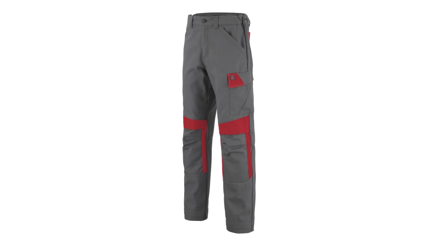 Pantaloni da lavoro Grigio, Rosso EN 14404 Cotone, poliestere per Unisex vita 40 → 42poll', lunghezza 32.2poll