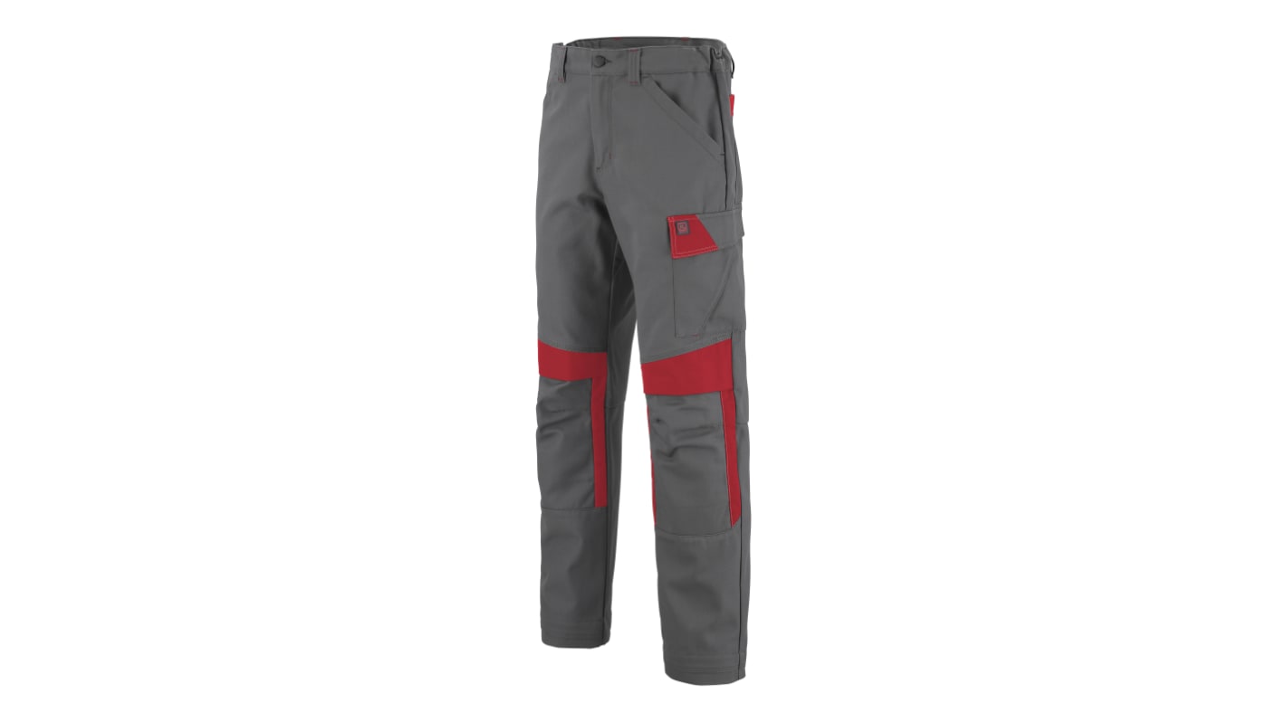 Pantaloni da lavoro Grigio, Rosso EN 14404 Cotone, poliestere per Unisex vita 52 → 54poll', lunghezza 32.2poll