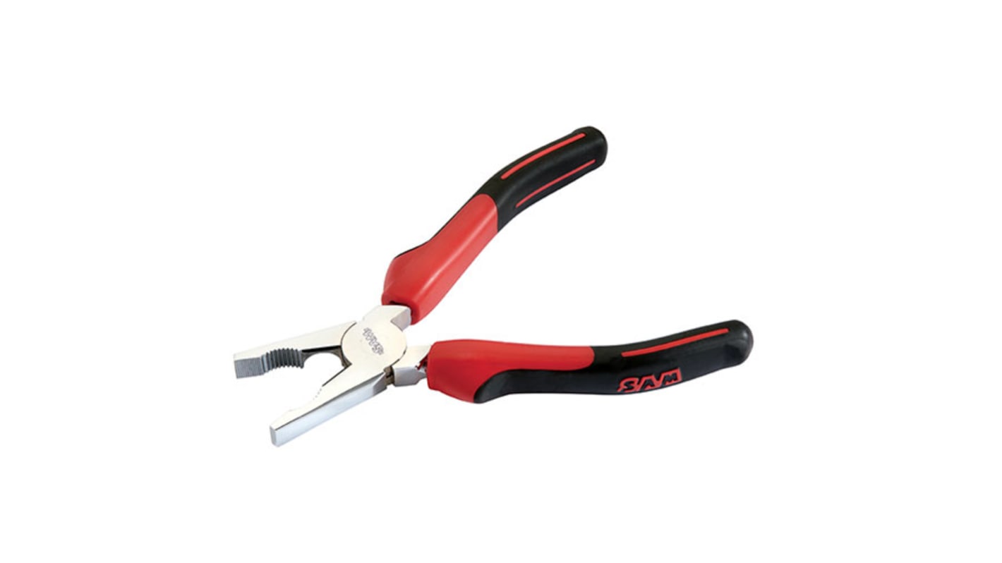 SAM Combination Pliers, 185 mm Overall, Straight Tip, 37mm Jaw