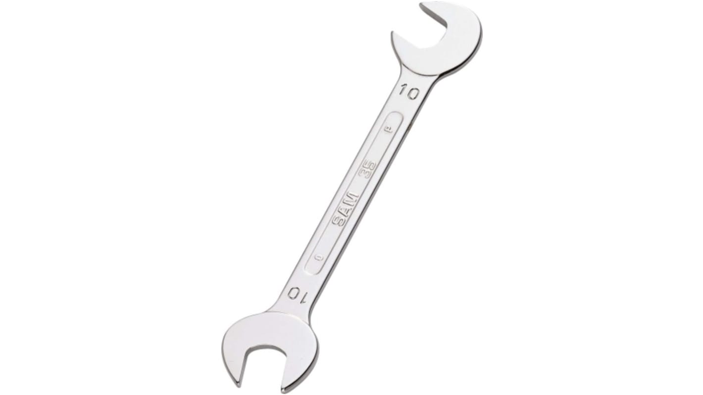 SAM Open Ended Spanner, 10mm, Metric, Double Ended, 100 mm Overall, No