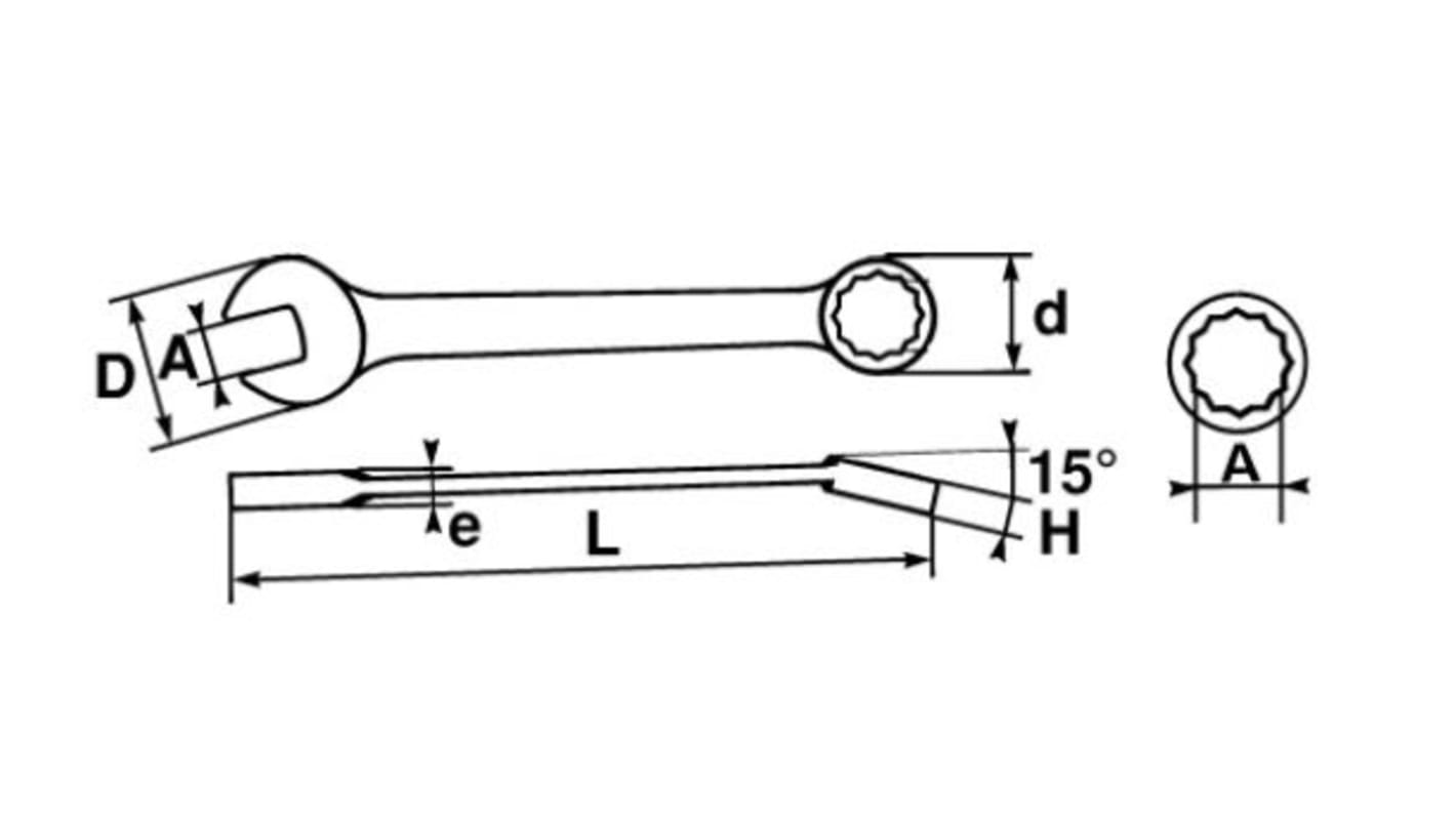 SAM Combination Spanner, 13mm, Metric, Height Safe, Double Ended, 163 mm Overall