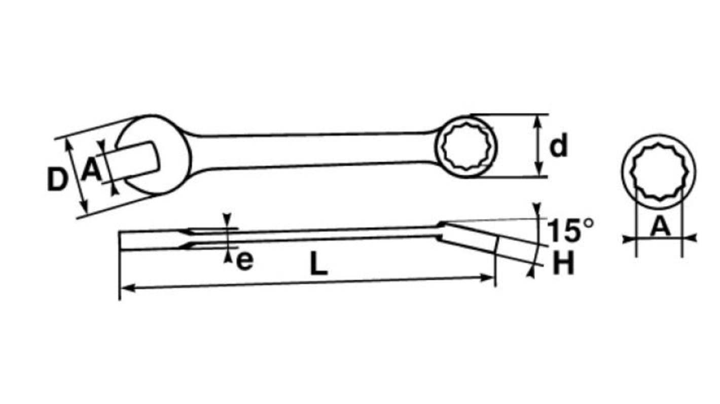 SAM Combination Spanner, 19mm, Metric, Height Safe, Double Ended, 213 mm Overall