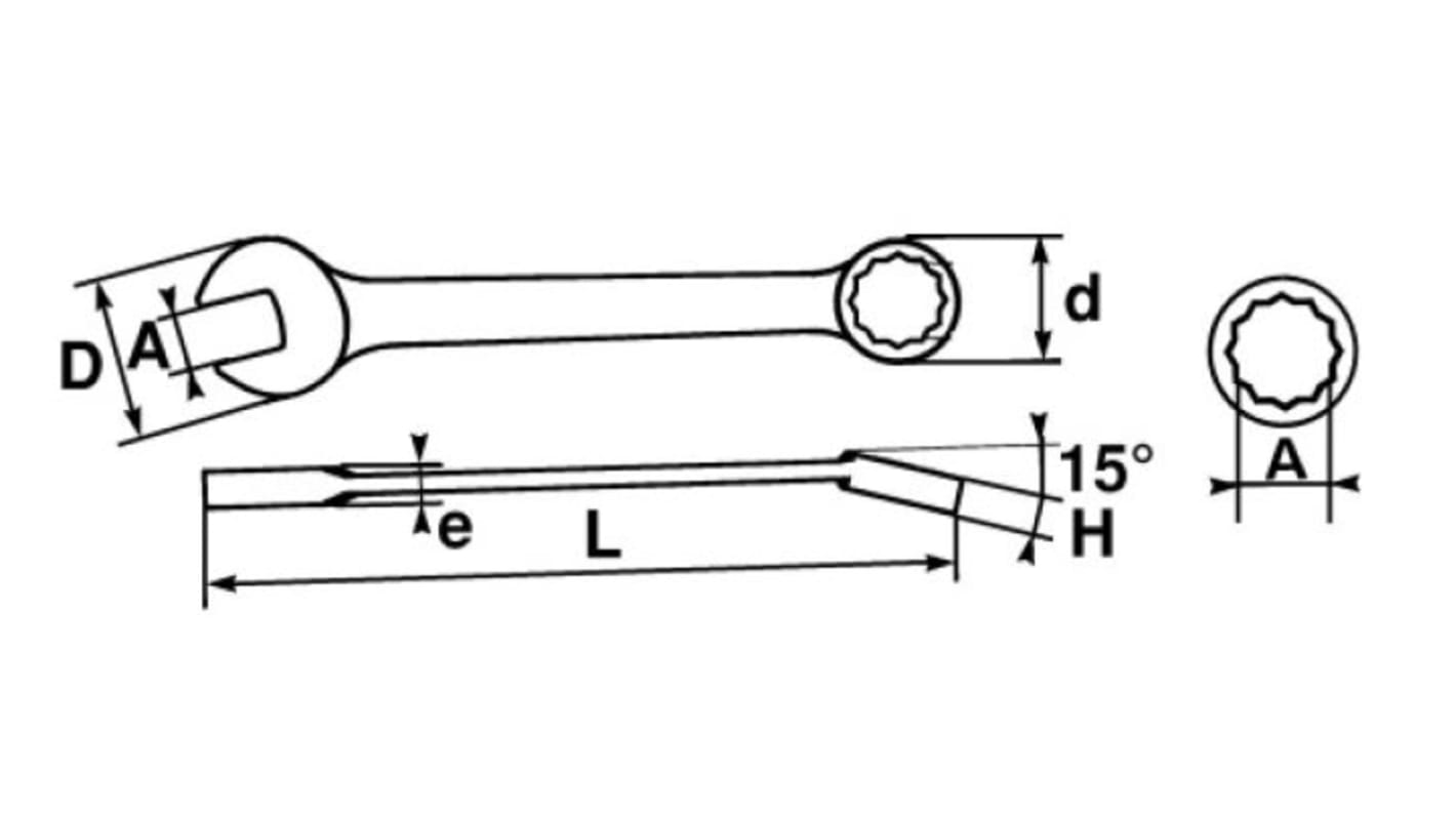 SAM, SW 27 mm, SW 1 1/16Zoll Ring-Maulschlüssel doppelseitig, höhensicher, Länge 285 mm