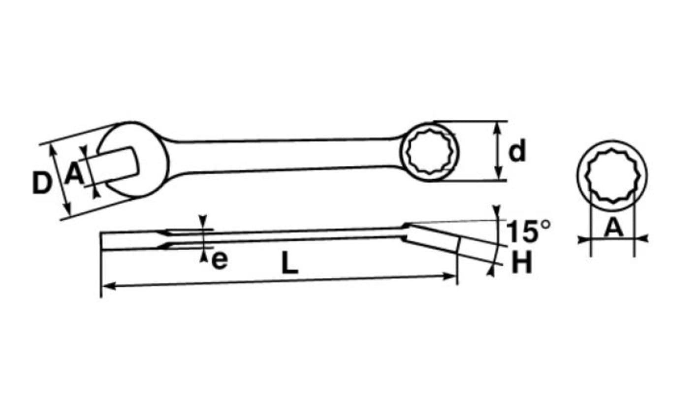 SAM Combination Spanner, 6mm, Metric, Height Safe, Double Ended, 115 mm Overall