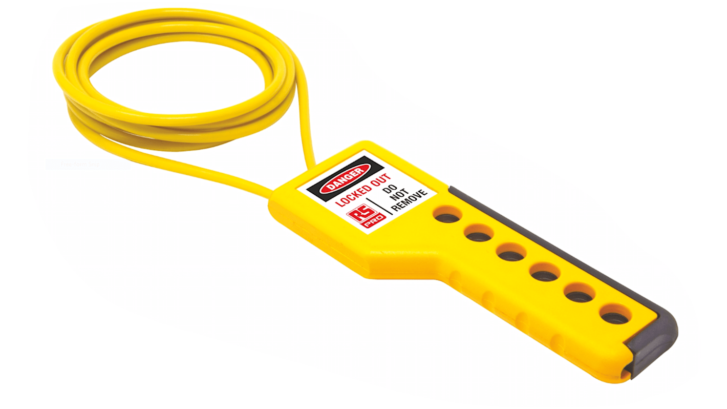 RS PRO Black, Yellow 1-Lock PVC Cable Lock, 4mm Shackle