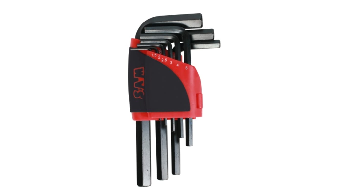 SAM 9 piece L Shape Metric Hex Key Set, 1.5 mm, 2 mm