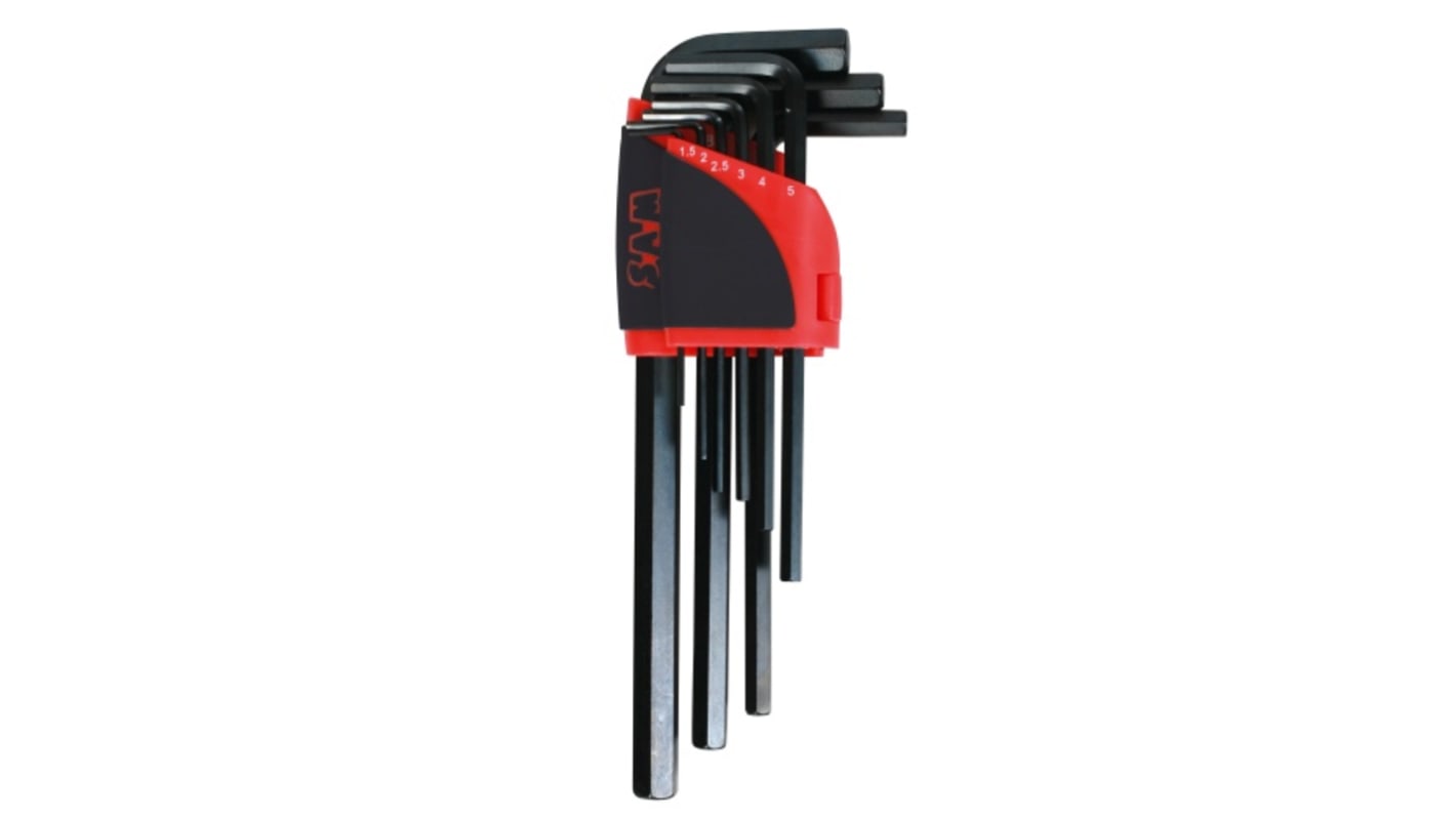 SAM 9 piece L Shape Metric Hex Key Set, 1.5 mm, 2.5 mm, 2 mm, 3 mm, 4 mm, 5 mm, 6 mm, 8 mm, 10 mm