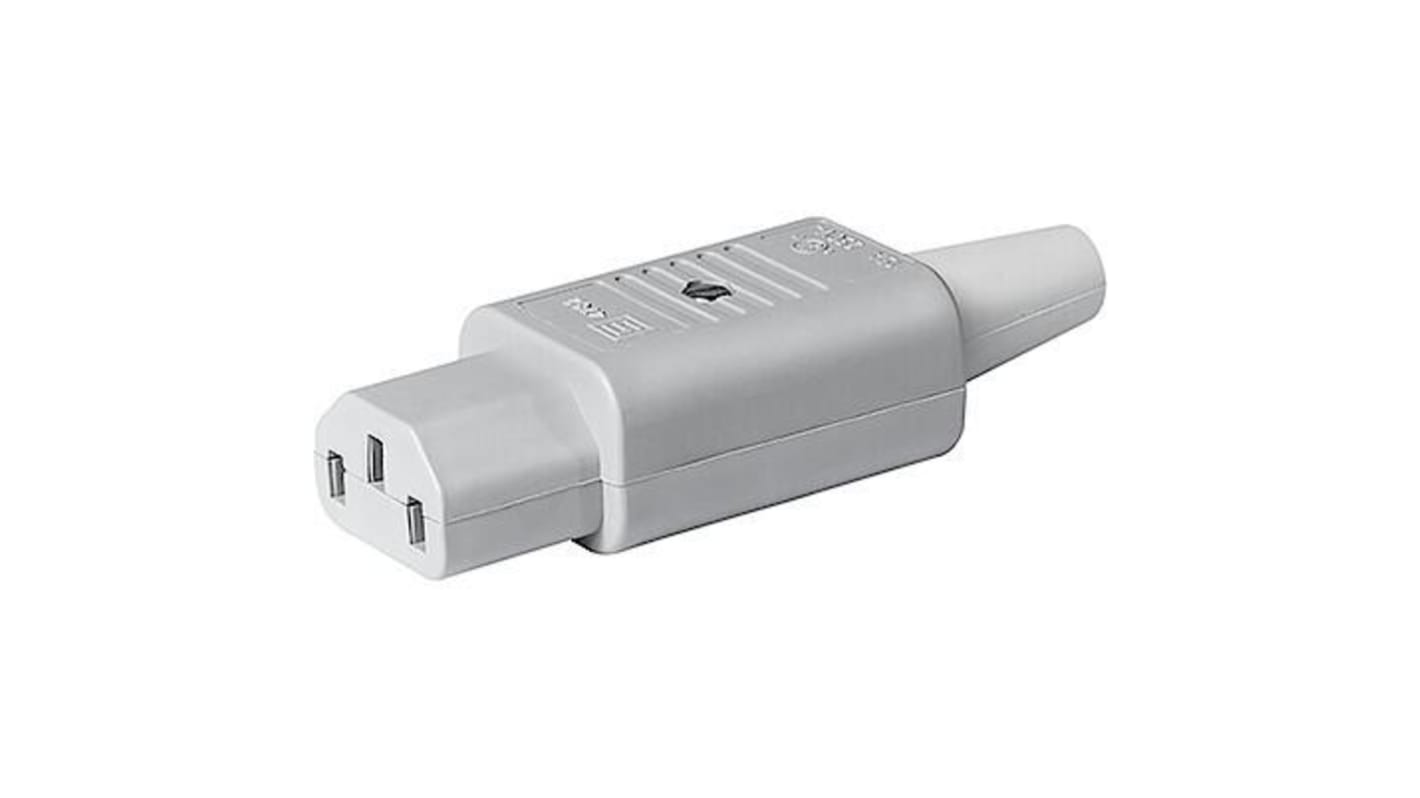 Conector IEC C13 hembra Schurter, Recto, Montaje de Cable, 250 V, 15A de 87.5 x 62mm