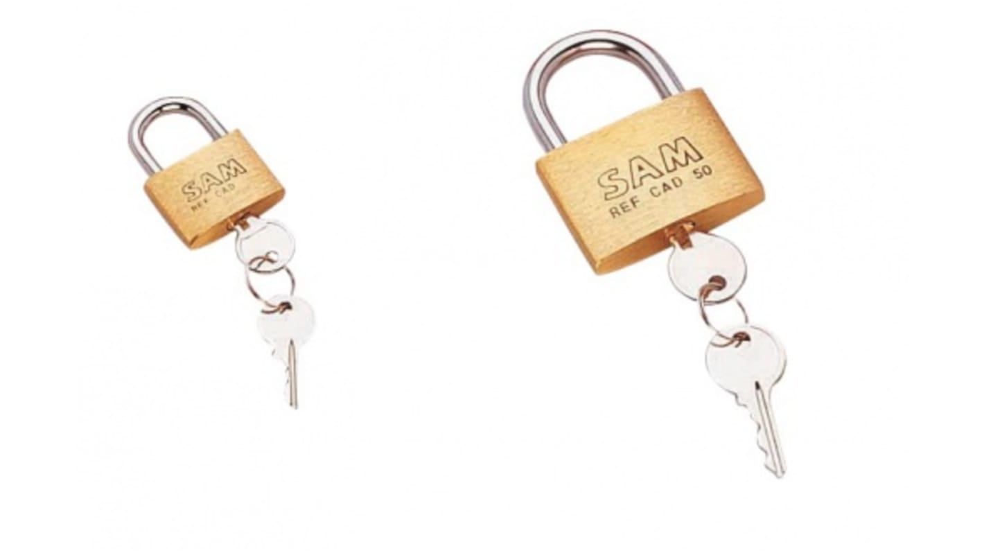 SAM Key Brass Padlock, 4mm Shackle