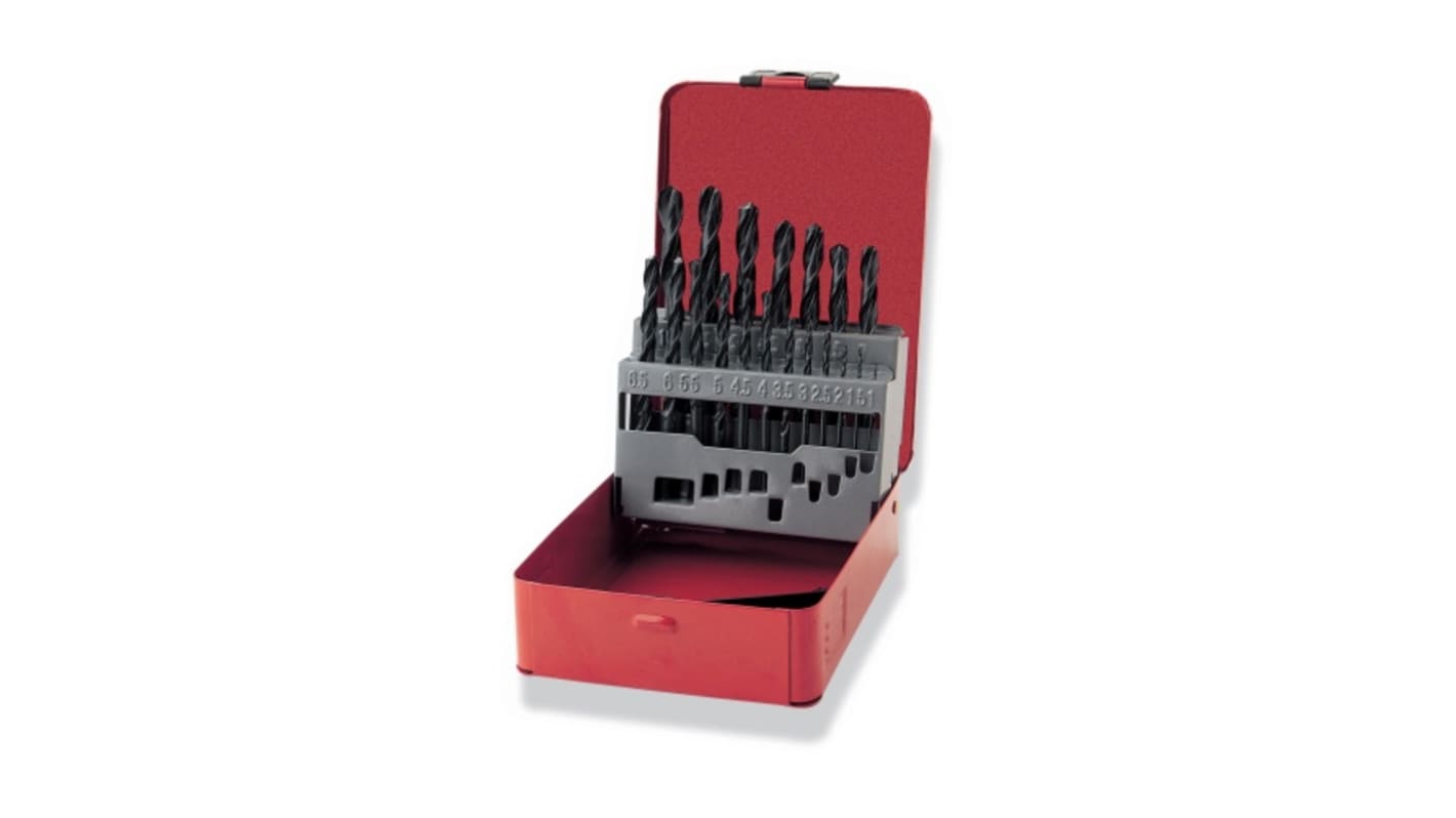 SAM 19-Piece Twist Drill Bit Set for Metal, 10mm Max, 1mm Min, High Speed Steel Bits