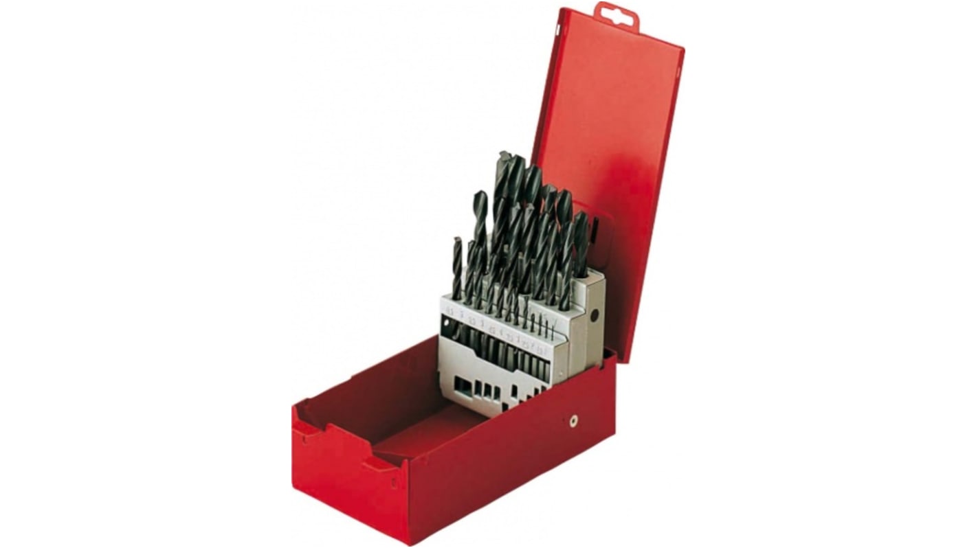 SAM 25-Piece Twist Drill Bit Set for Metal, 13mm Max, 1mm Min, High Speed Steel Bits