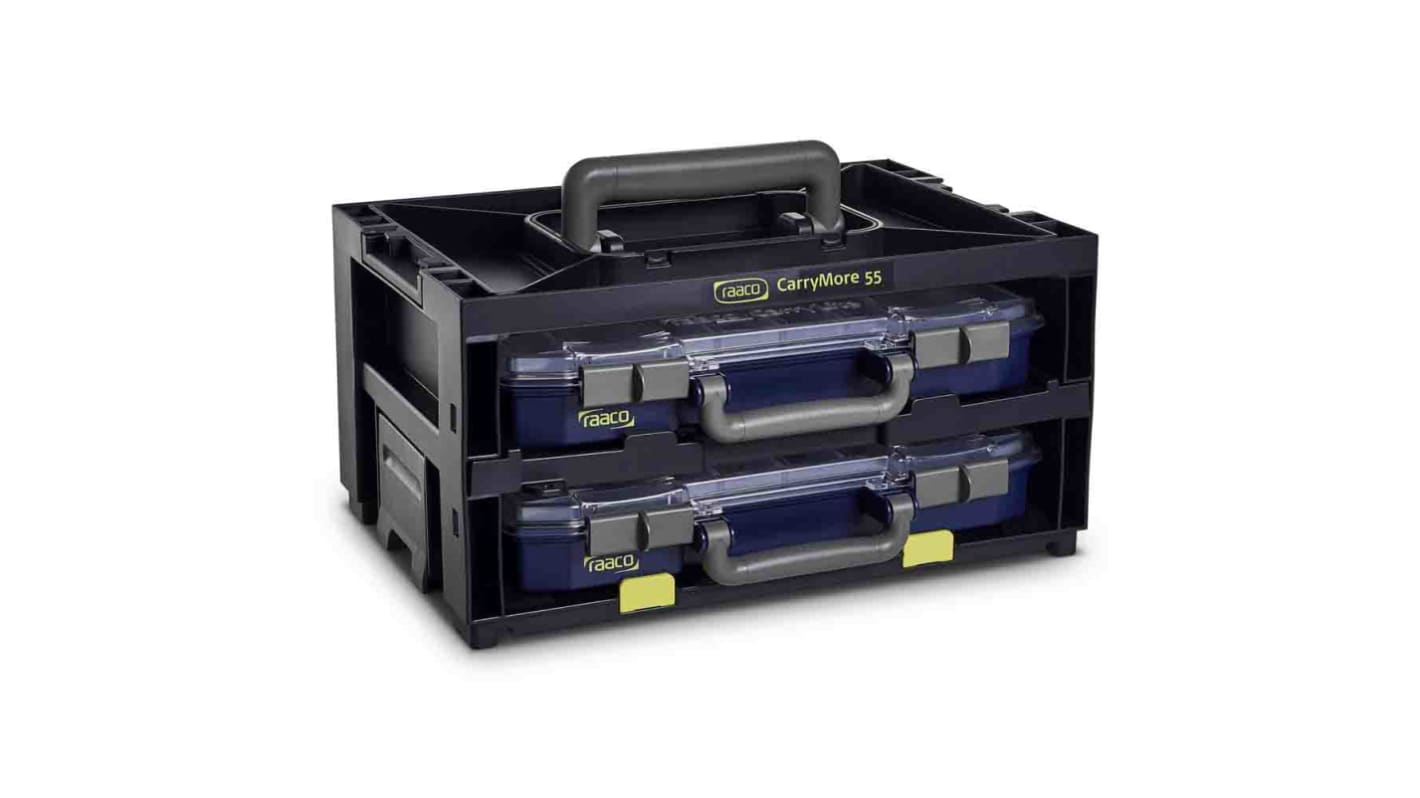 Caja organizadora Raaco de 2 compartimentos Negro, 386mm x 263mm x 195mm