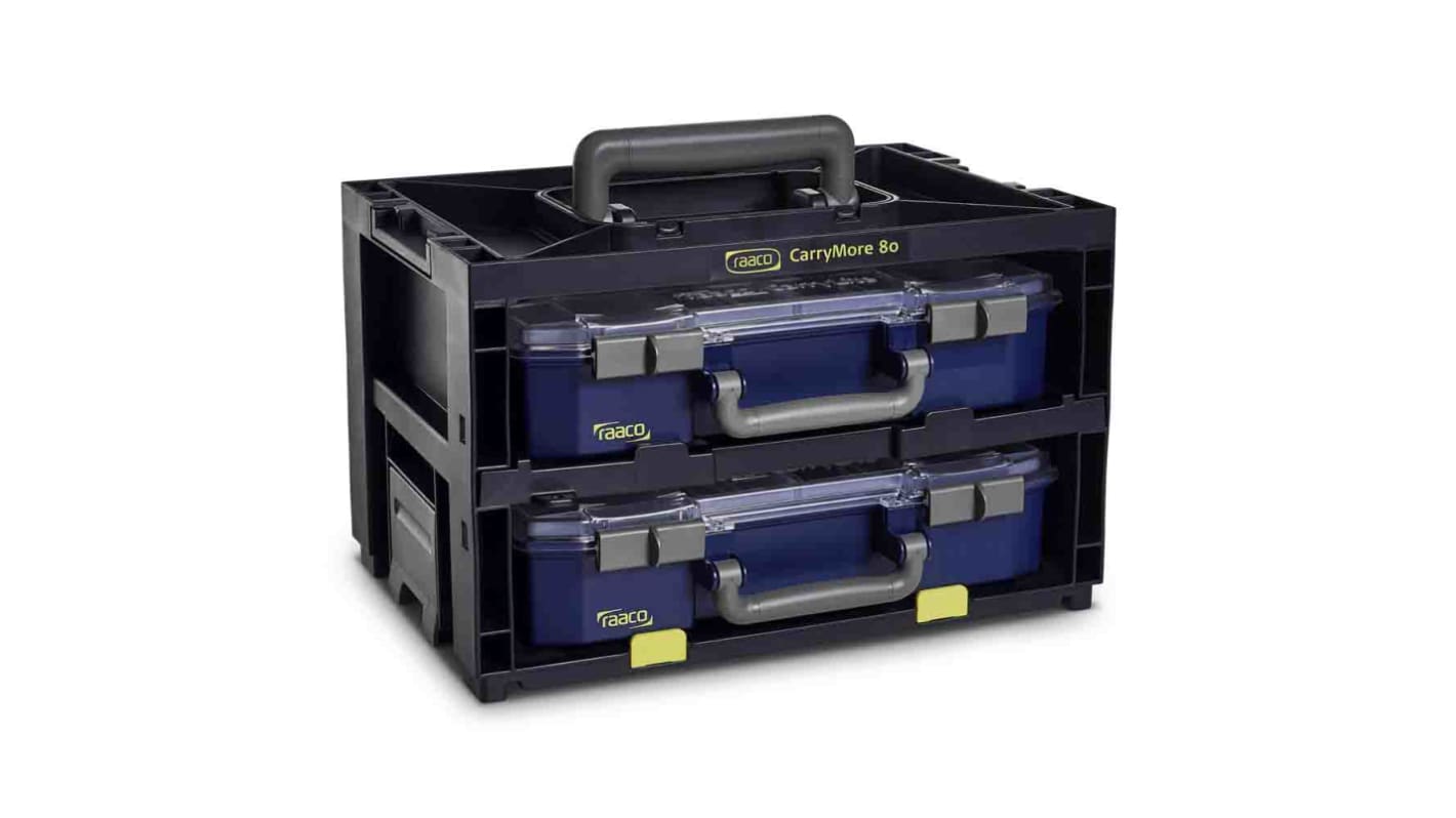 Raaco 2 Cell Black Compartment Box, 195mm x 386mm x 263mm