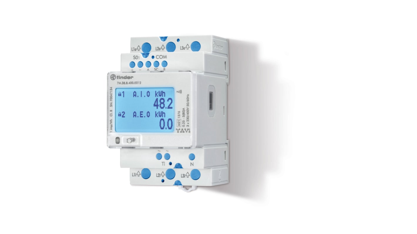 Finder 7M Energiemessgerät LCD 95.4mm x 52.5mm, 7-stellig / 3-phasig