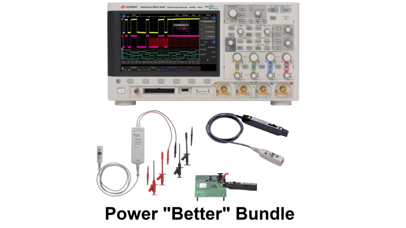 Keysight Technologies DSOX3054PWR Power Better Bundle Series Analogue Bench Oscilloscope, 4 Analogue Channels, 500MHz