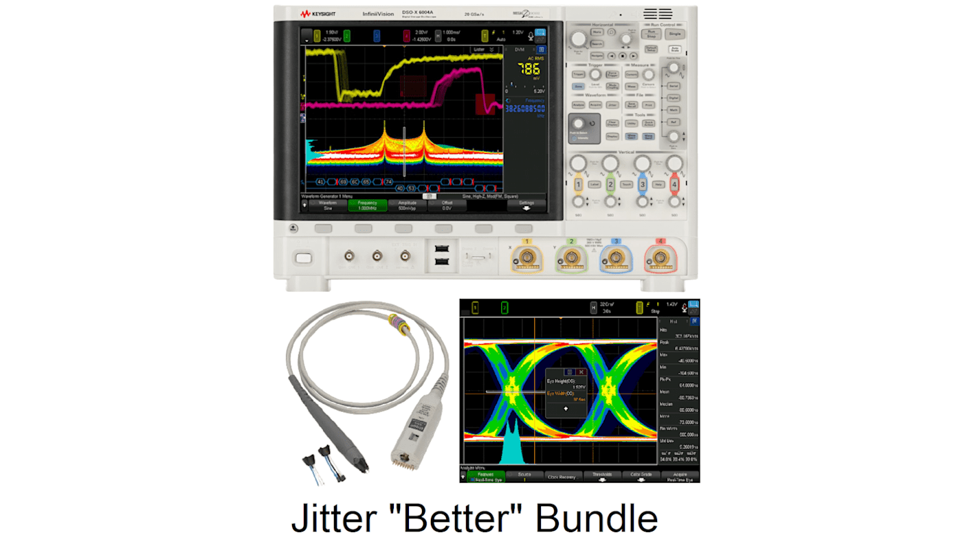 Keysight Technologies DSOX6004JIT High-Speed Jitter Better Bundle Series Analogue Bench Oscilloscope, 4 Analogue
