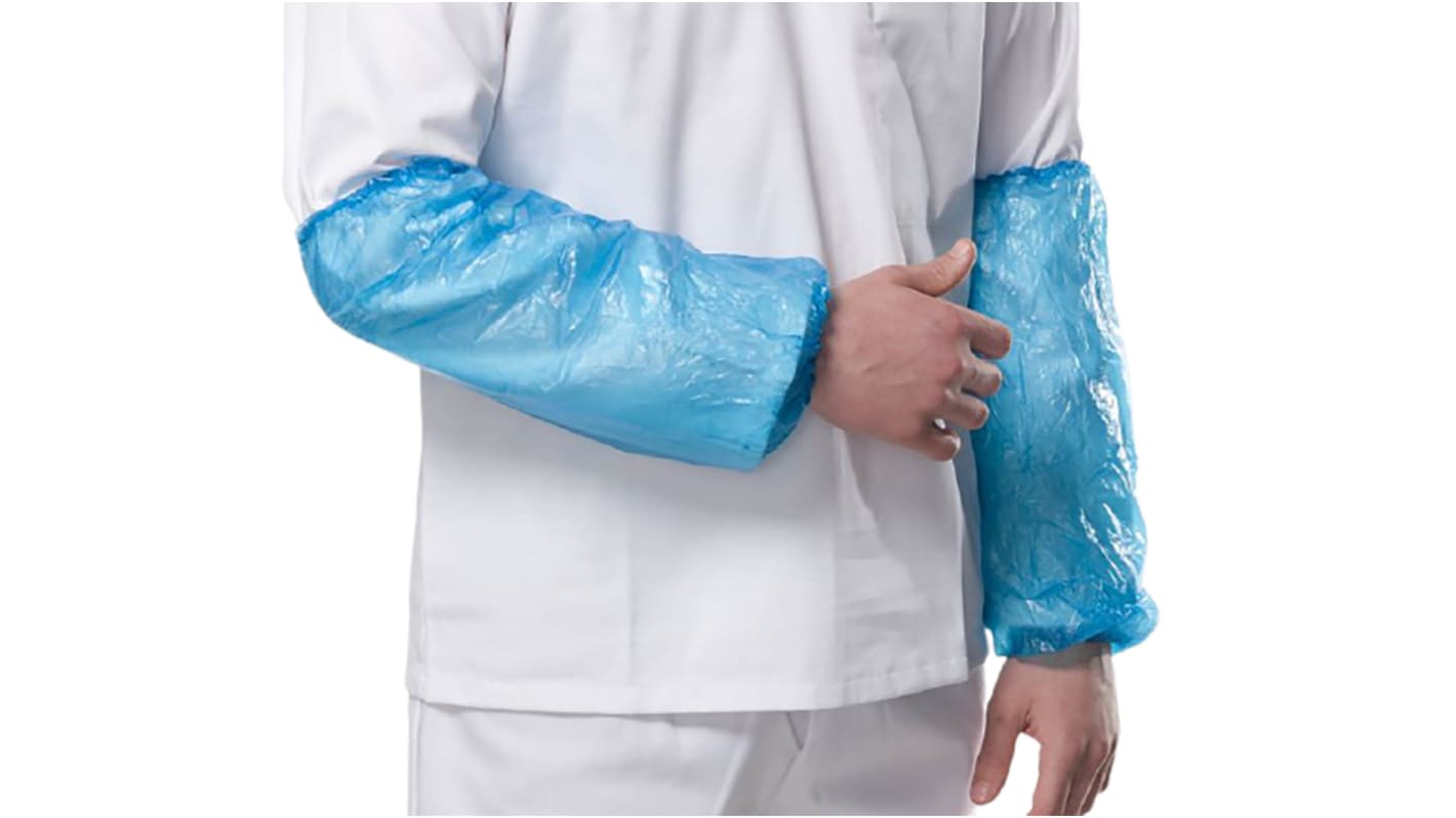 Reldeen Blue Disposable Polythene Protective Sleeve for Food Industry Use, 15.7in Length, 22 x 40 cm