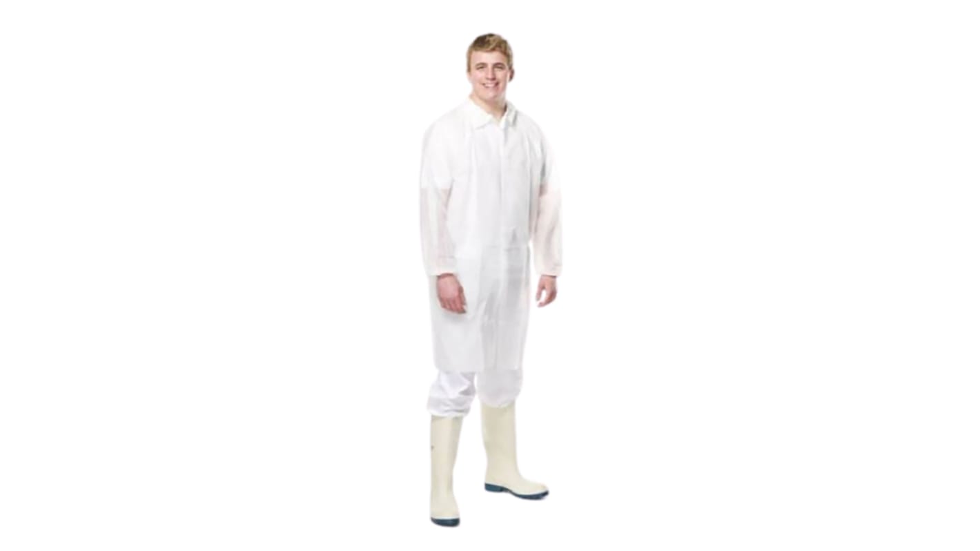 Bata de laboratorio desechable Unisex Reldeen de color Blanco, talla M, de Polipropileno