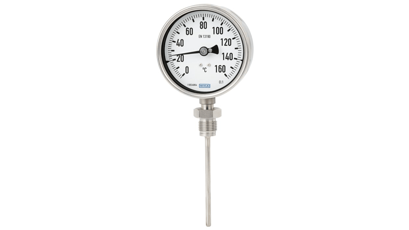 Termometro a quadrante WIKA, 0 → 250 °C, Ø quadrante 100mm, Quadrante