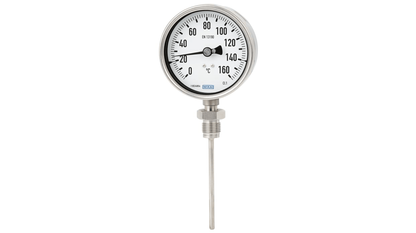 Thermomètre à aiguille WIKA S55, 120 °C max, , Ø cadran 100mm