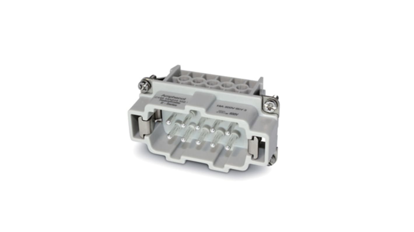 Amphenol Industrial Heavy Duty Power Connector Insert, 16A, Male, Heavy Mate C146 Series, 10 Contacts
