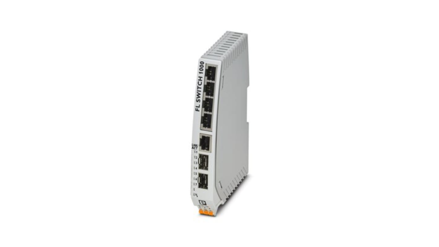 Phoenix Contact FL SWITCH 1000 Series DIN Rail Mount Ethernet Switch, 5 RJ45 Ports, 10/100/1000Mbit/s Transmission, 24V
