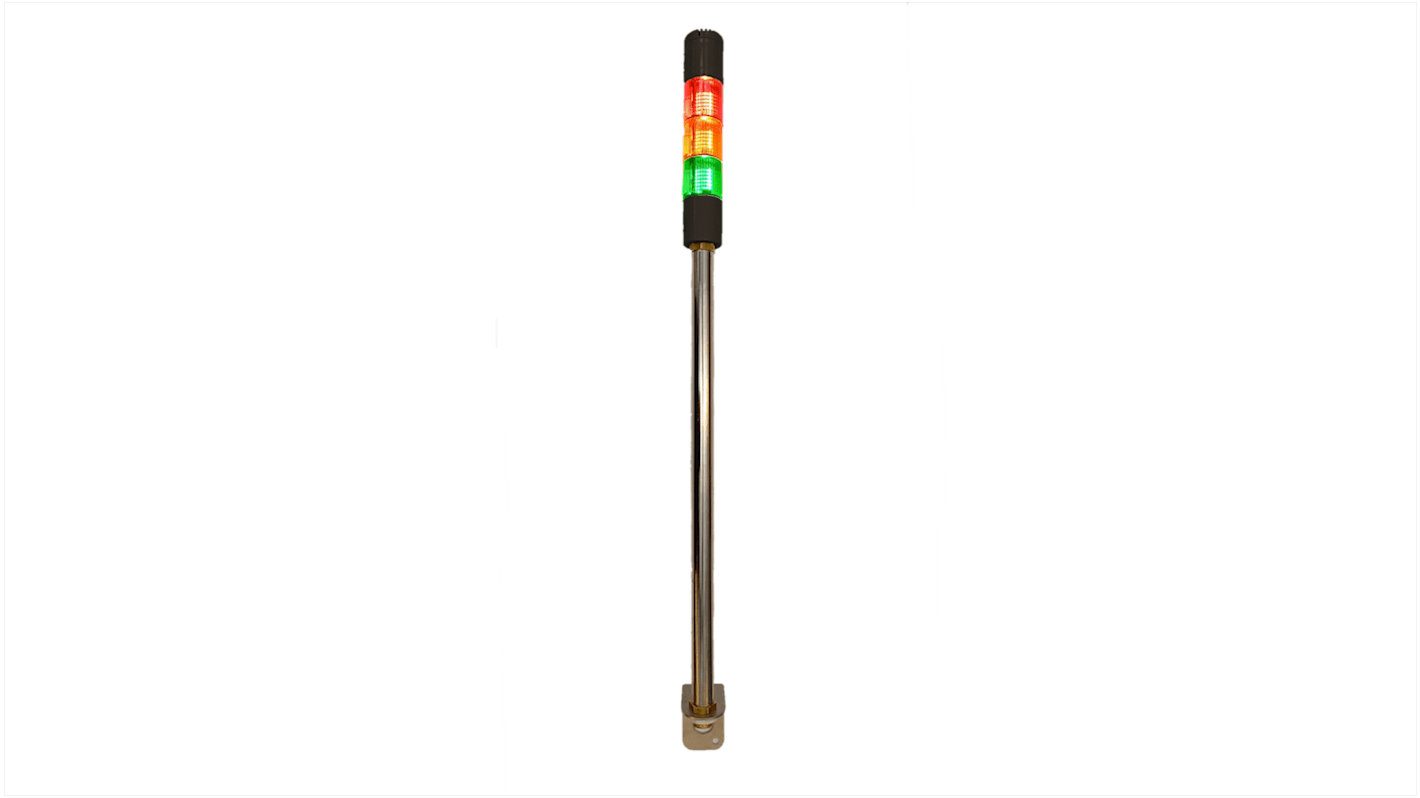 RS PRO Red/Green/Amber Signal Tower, 3 Lights, 24 V ac/dc, Screw Mount