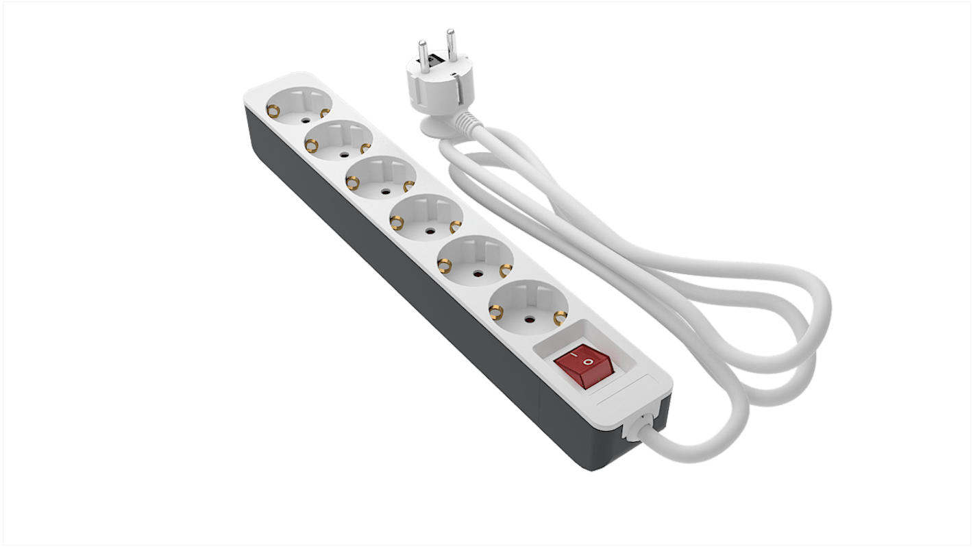 RS PRO Kabeltrommeln, 5m, 6-fach, Schutzkontakt-Stecker IP20 250 V