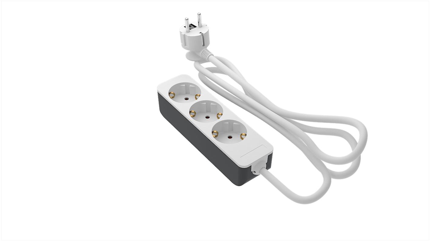 RS PRO Kabeltrommeln, 1.5m, 3-fach, Typ F – Deutscher Schutzkontakt IP20 250 V