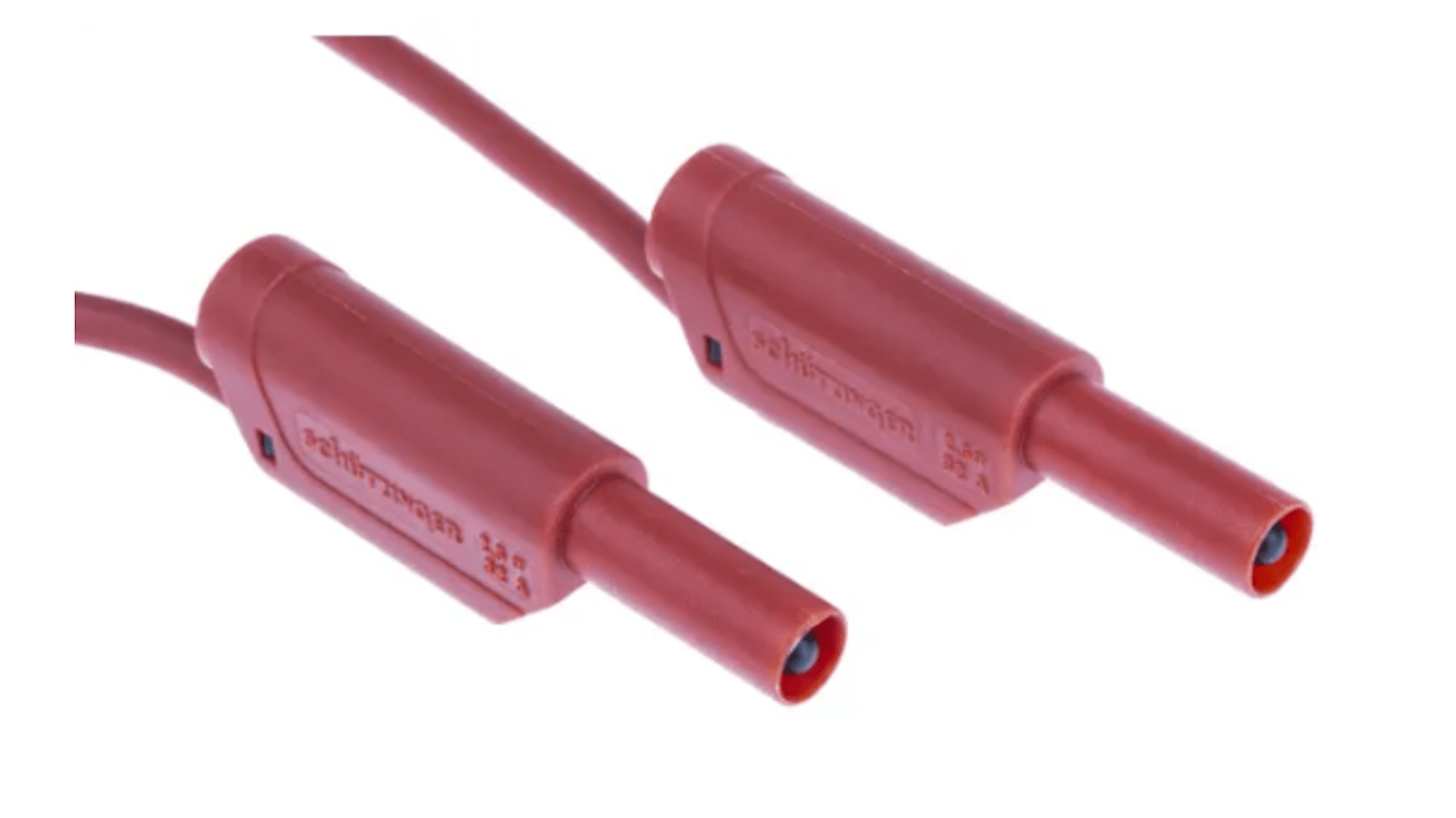 Cable de prueba Schutzinger de color Rojo, Conector, 1kV, 32A, 2m