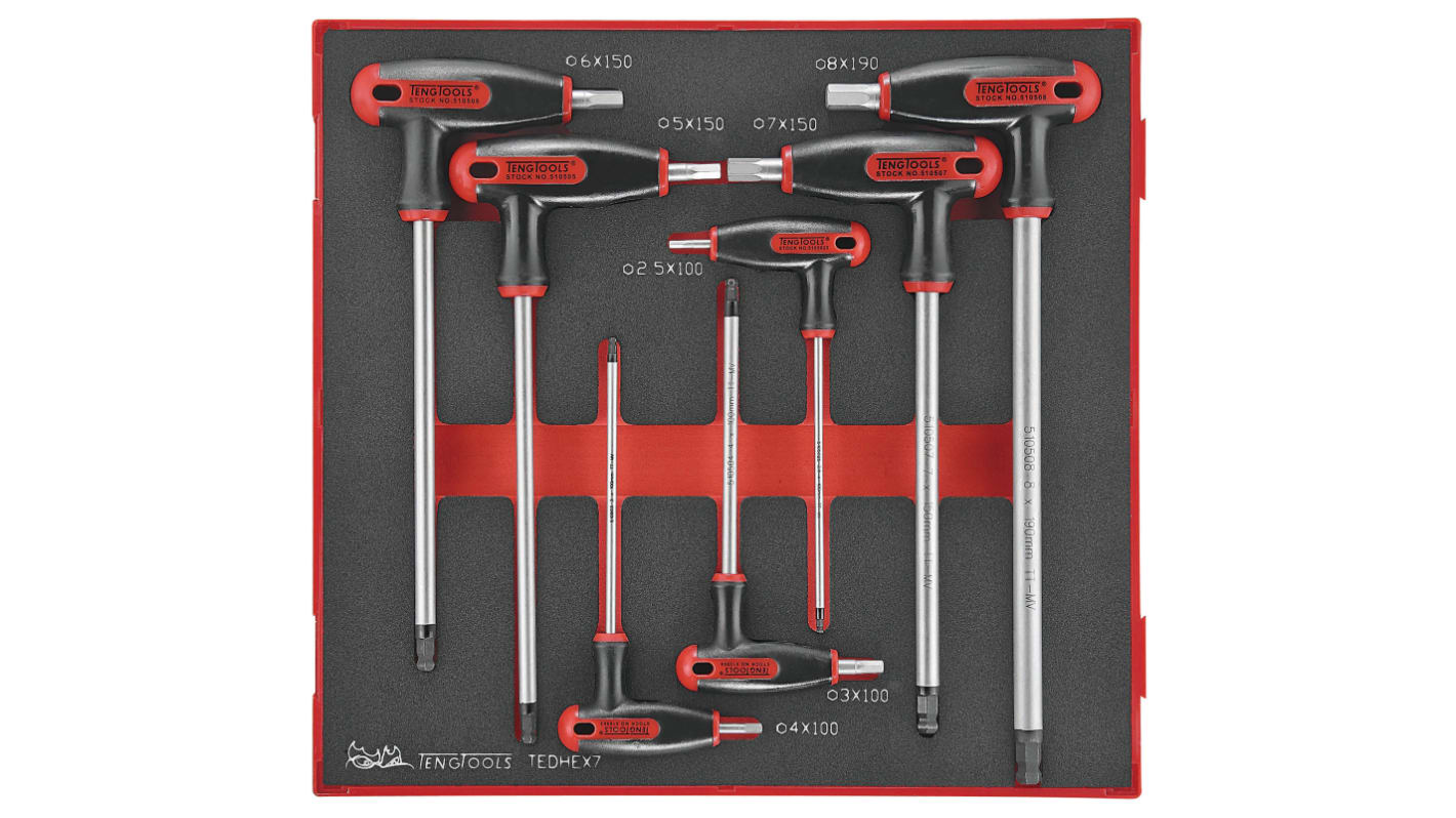 Teng Tools metrisch  Innensechskant-Schlüssel, Satz 7-teilig 2.5 → 8mm L-Form lang