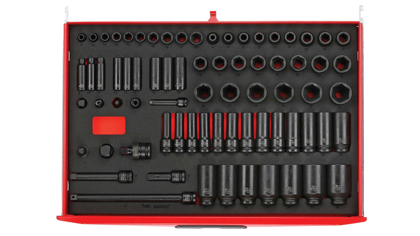 Teng Tools Metric 1/2 in; 3/8 in Deep Impact Socket/Standard Impact Socket Set