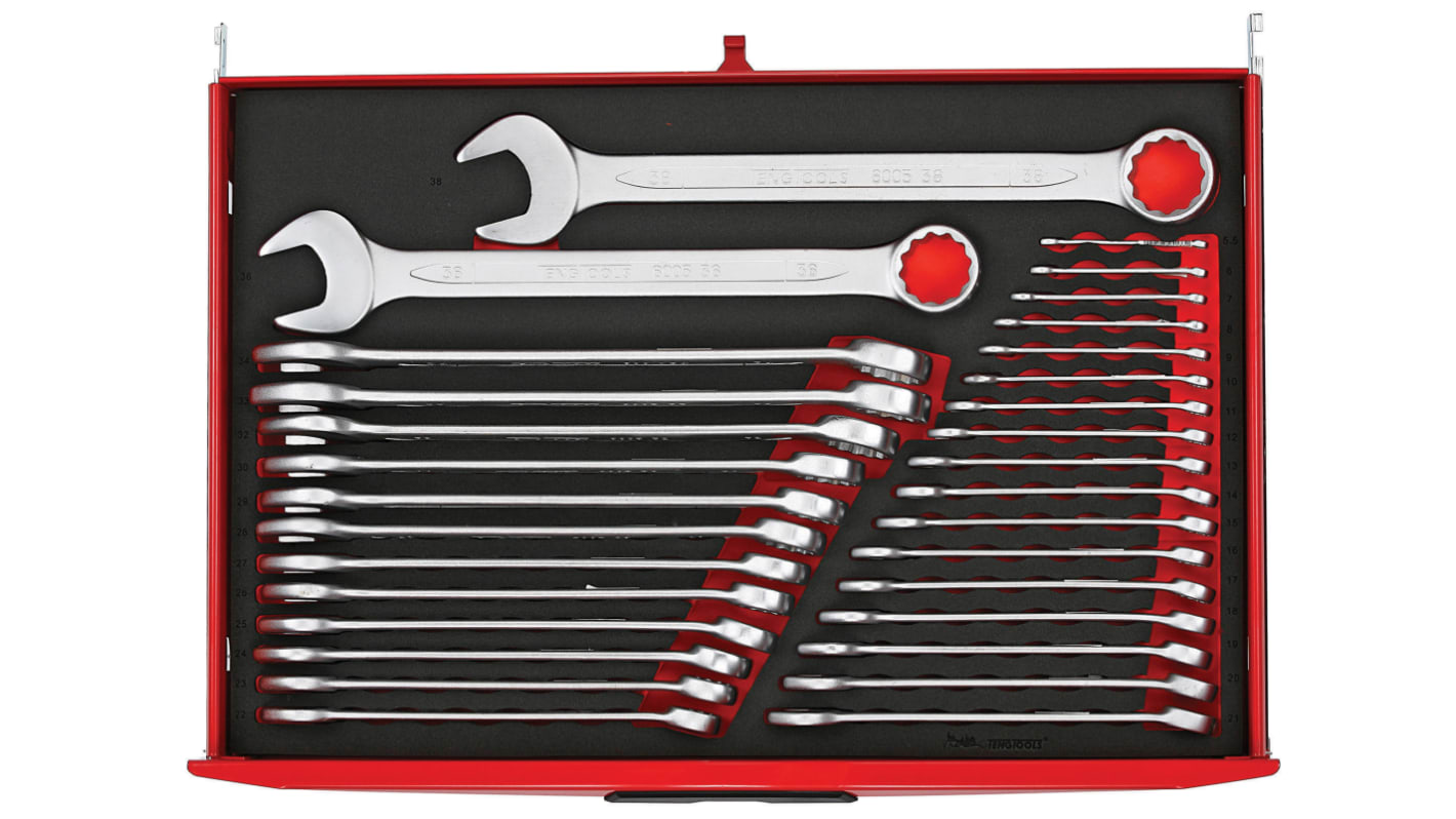Teng Tools 31-Piece Spanner Set, 5.5 → 38 mm, Chrome Vanadium