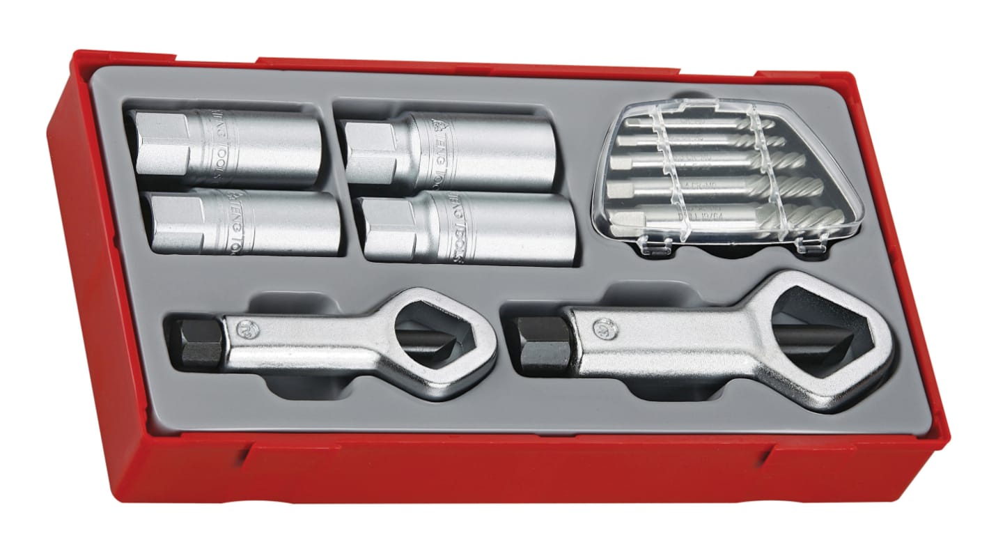 Extractor de tornillos Teng Tools Divisores de tuerca, extractores de tornillos, extractores de espárragos de 11 piezas