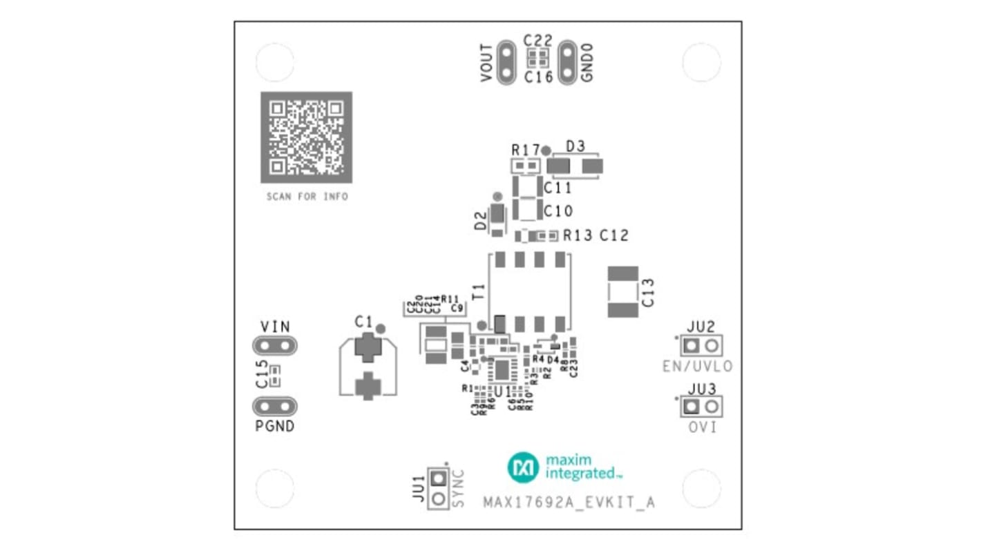 Maxim Integrated MA17692AEVKIT# Evaluation Kit Flyback Converter for MAX17692A for 0.65A Power Supply, 3.25W Resistive