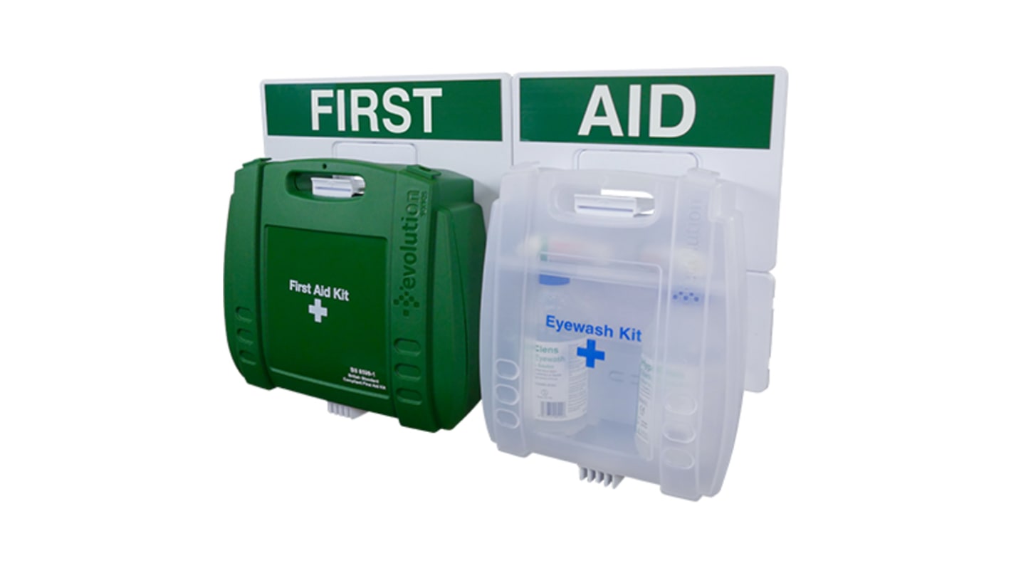 RS PRO First Aid & Eyewash Kit for 100+ Person/People, Wall Mounted