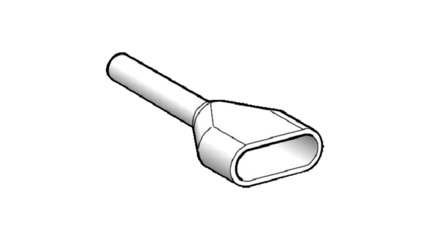 Schneider Electric, AZ5DE Insulated Crimp Bootlace Ferrule, 8mm Pin Length, 1.7mm Pin Diameter, White