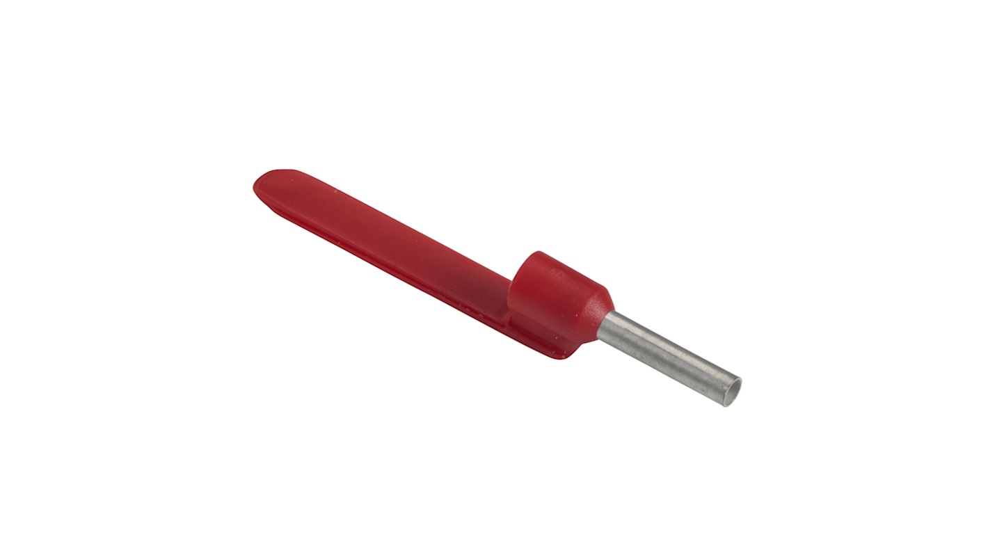 Schneider Electric, DZ5CA Insulated Crimp Bootlace Ferrule, 8mm Pin Length, 1.7mm Pin Diameter, Red