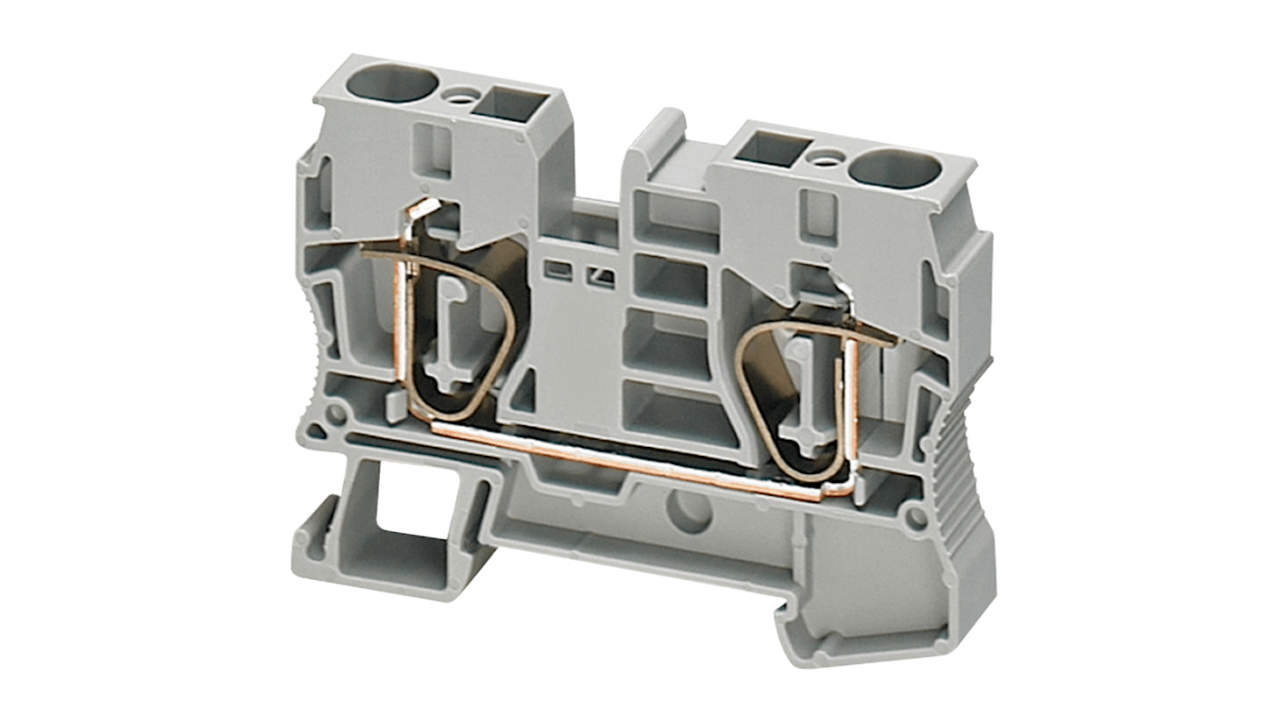 Bloc de jonction de traversée Schneider Electric TRR, 10mm², Cage à ressort, Gris