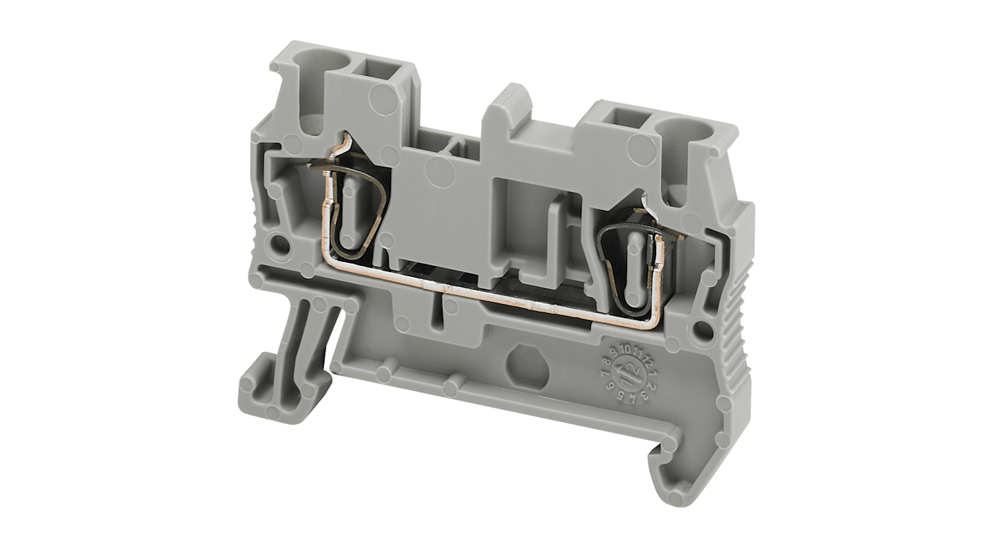 Bloc de jonction de traversée Schneider Electric TRR, 2.5mm², Cage à ressort, Gris