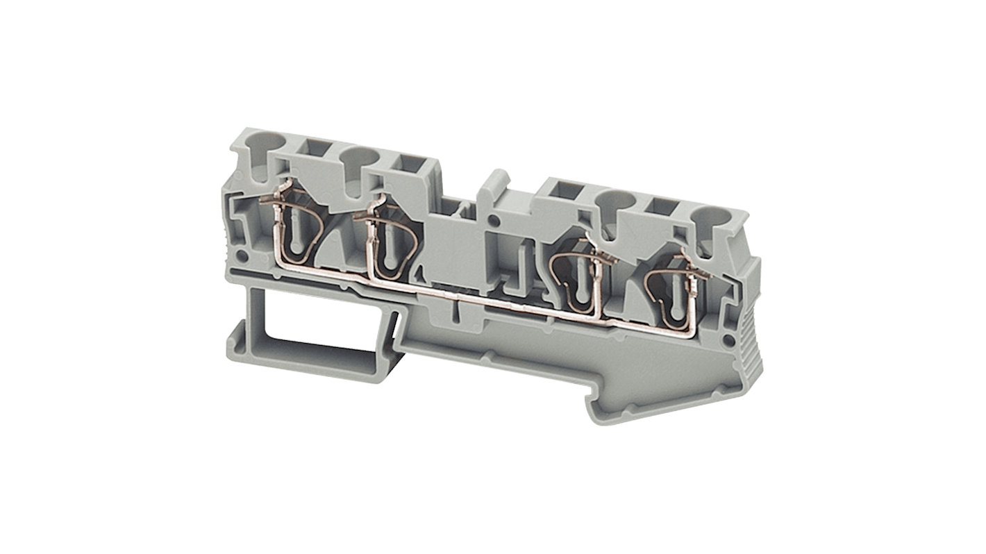 Bloc de jonction de traversée Schneider Electric TRR, 4mm², Cage à ressort, Gris