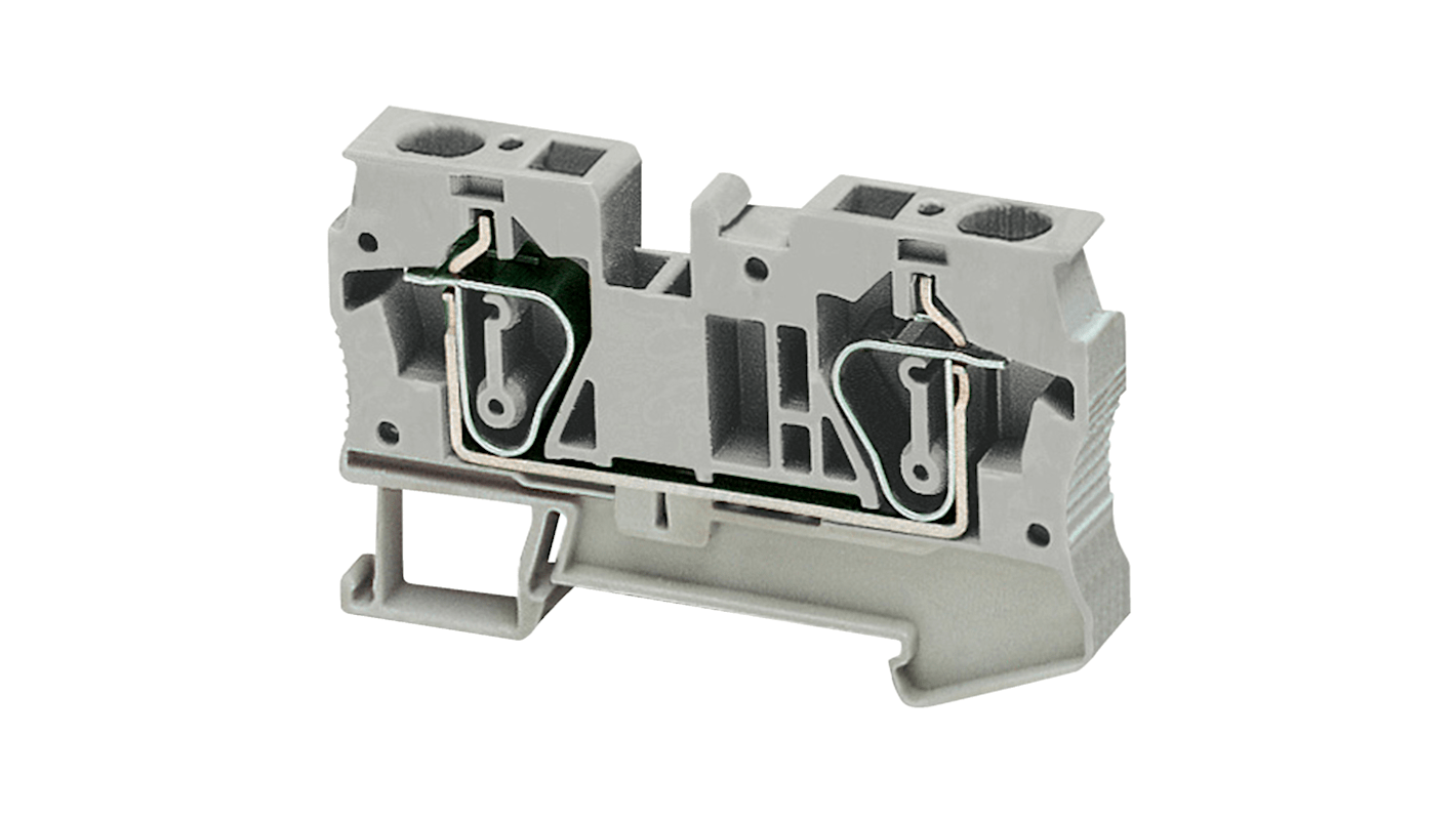 Bloc de jonction de traversée Schneider Electric TRR, 6mm², Cage à ressort, Gris