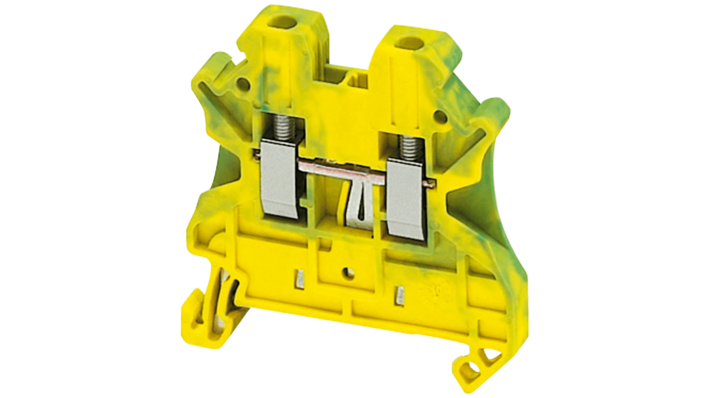 Bloc de mise à la terre 2 voies , raccordement A visser, Vert/Jaune