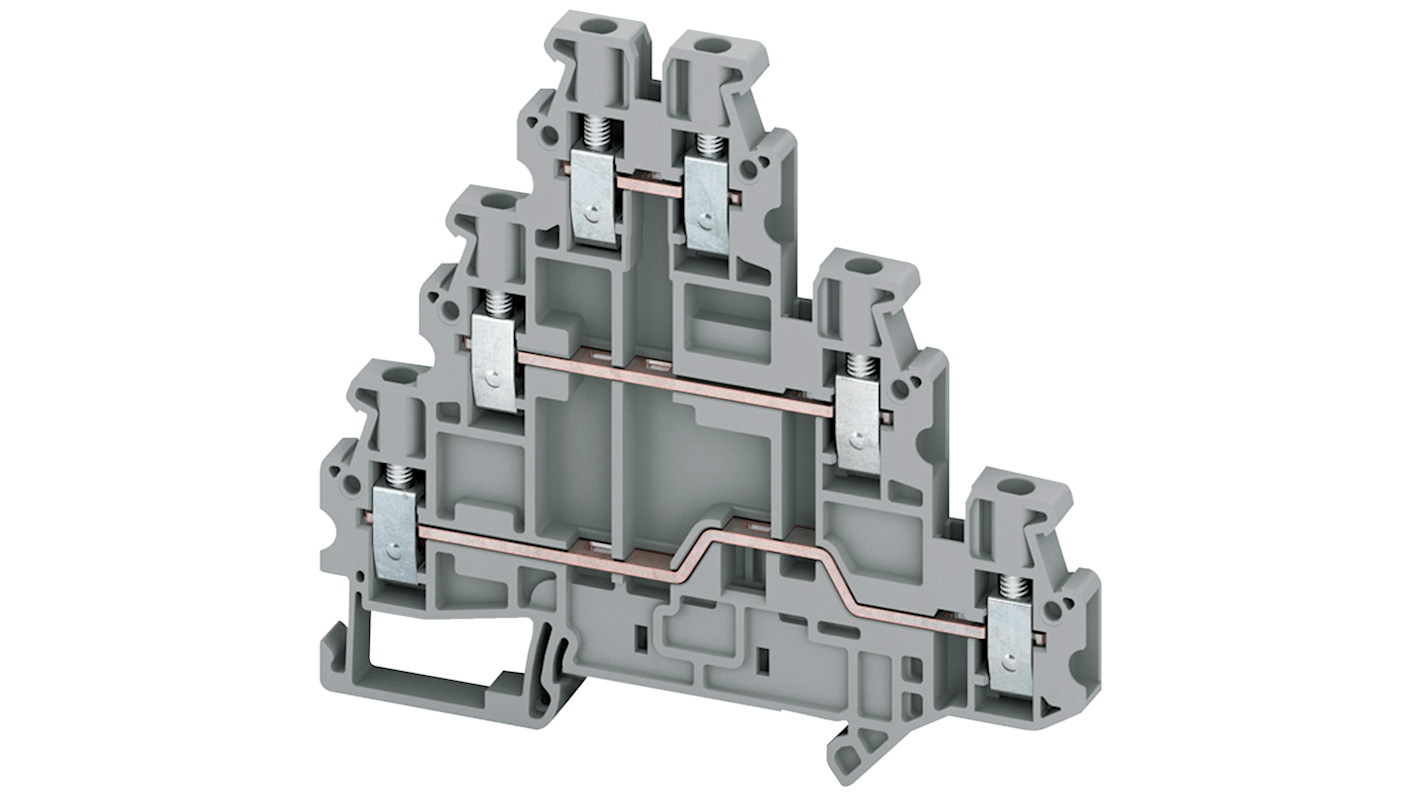 Bloc de jonction rail DIN Schneider Electric TRV, 2.5mm², A visser, Gris