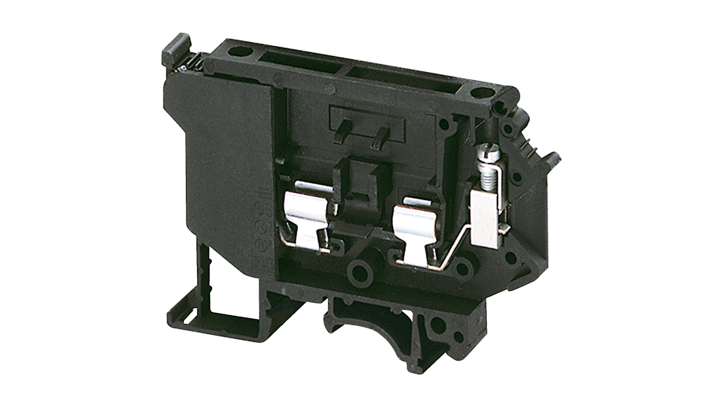 Bloc de jonction rail DIN à fusible Schneider Electric TRV, 4mm², A visser, Noir