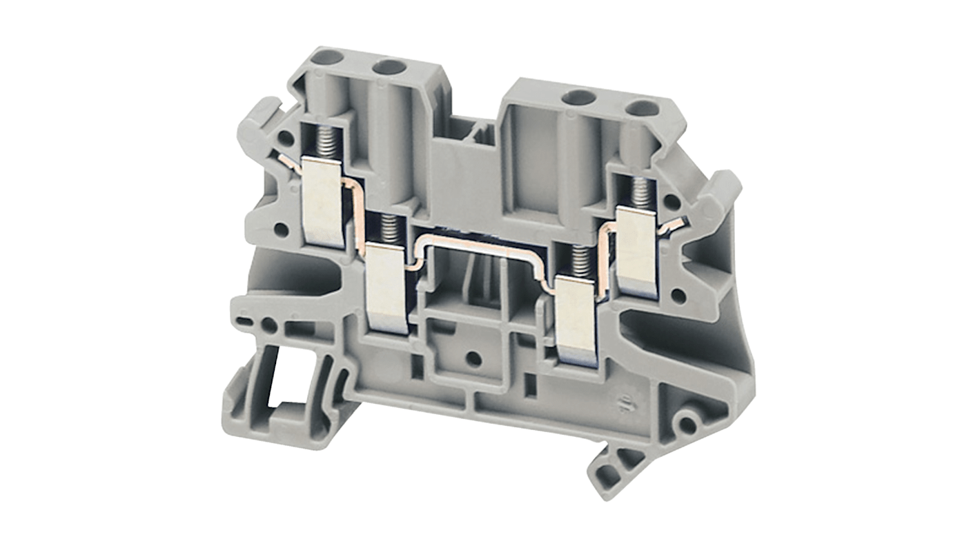 Bloc de jonction de traversée Schneider Electric TRV, 4mm², A visser, Gris