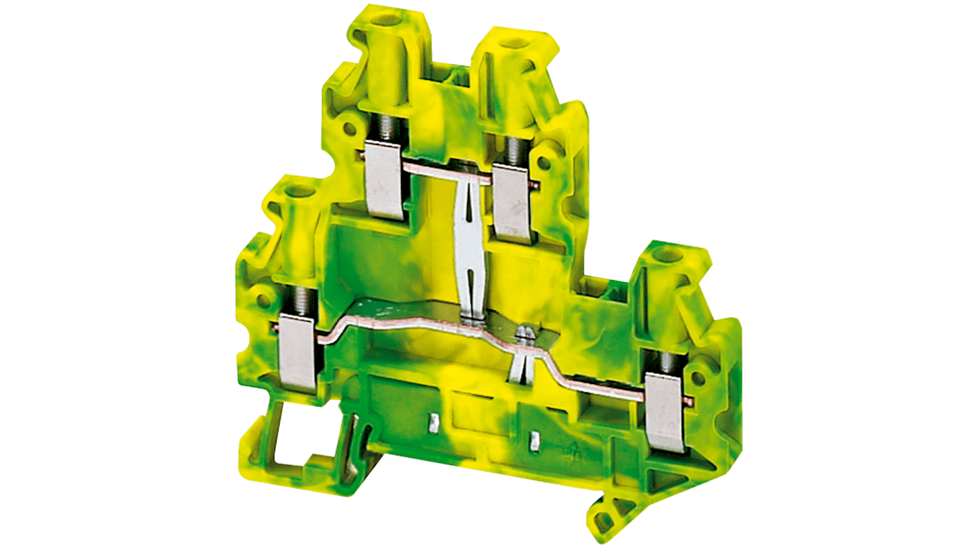 Schneider Electric Schutzleiterklemme, 2-polig, Schrauben-Anschluss, 4mm², Grün/Gelb