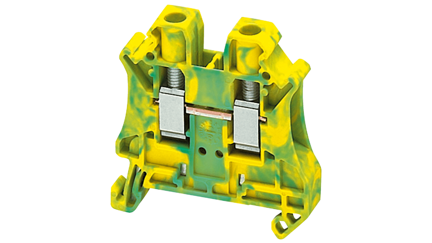 Schneider Electric Schutzleiterklemme, 2-polig, Schrauben-Anschluss, 6mm², Grün/Gelb